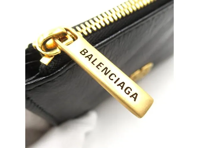 Everyday Monedero de cuero negro Balenciaga 