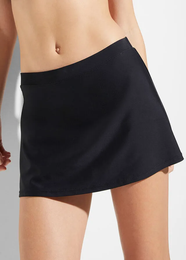 Falda de baño con braguita interior con poliamida reciclada Negro