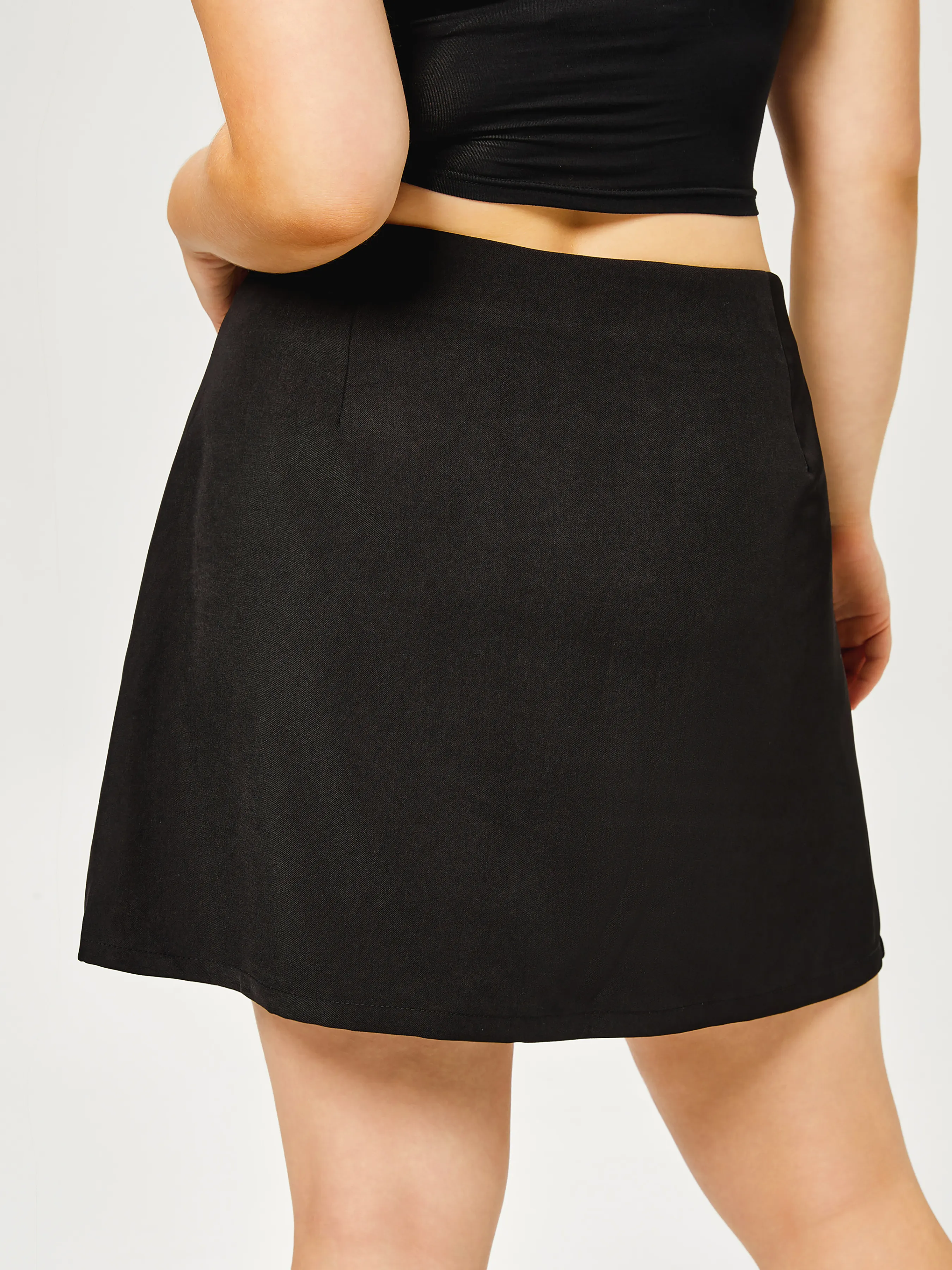 Falda Mini con Cremallera y Abertura de Cintura Alta Curvy