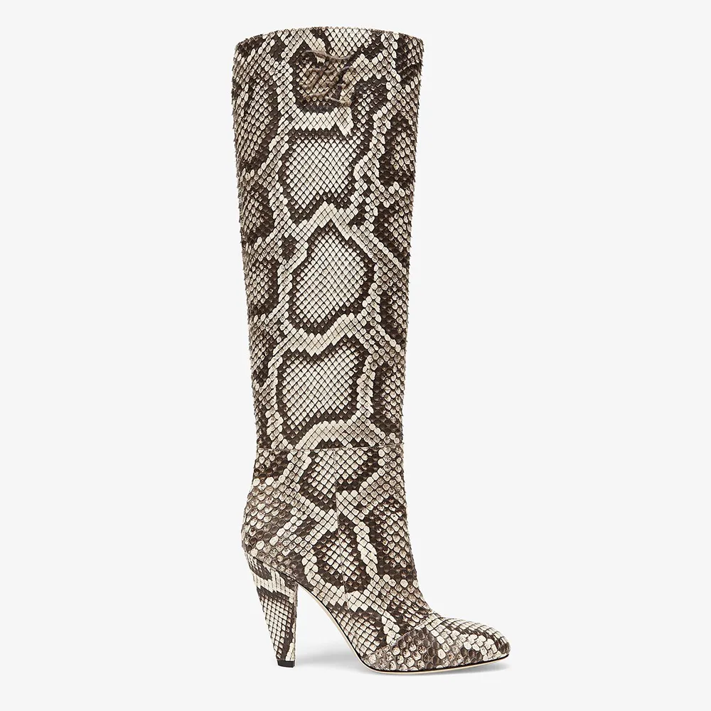 Fendi Mujer Botas de Tacón Karligraphy en Pitón Marrón