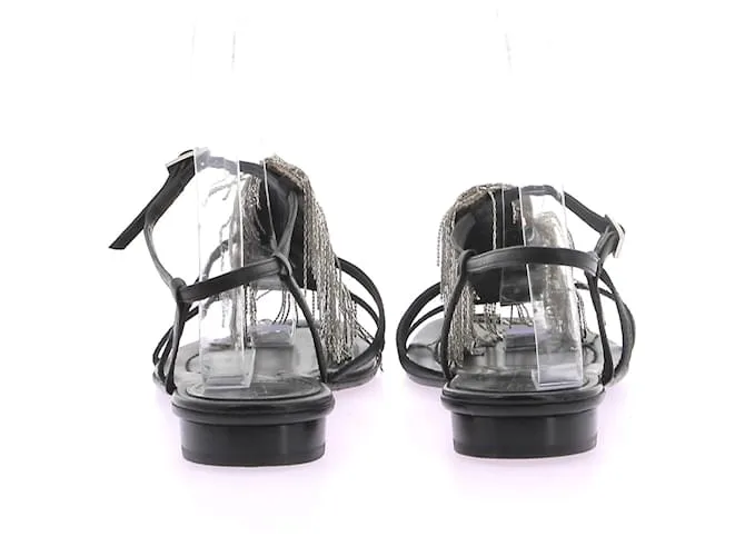FENDI Sandalias T.UE 37 Cuero Plata 