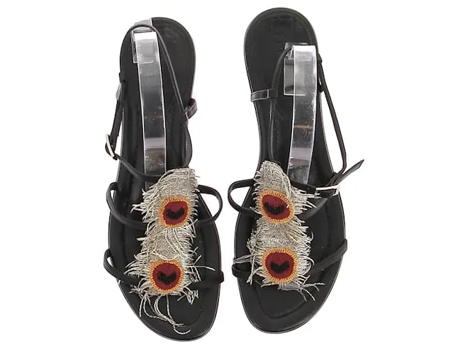 FENDI Sandalias T.UE 37 Cuero Plata 