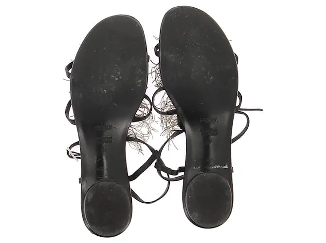 FENDI Sandalias T.UE 37 Cuero Plata 