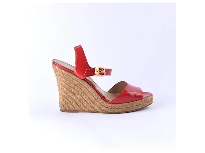 FENDI Sandalias T.UE 38.5 cuero Roja 