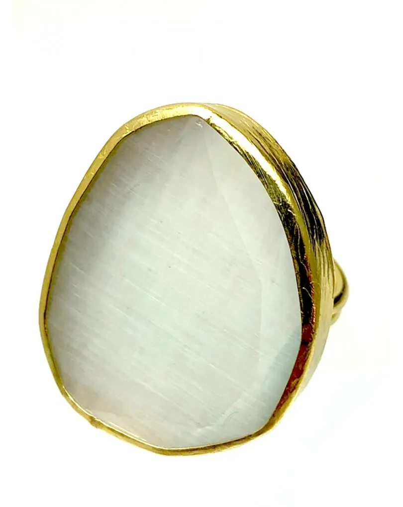 FINOS ANILLOS DE MUJER BLANCOS CON PIEDRAS DE OJO DE GATO