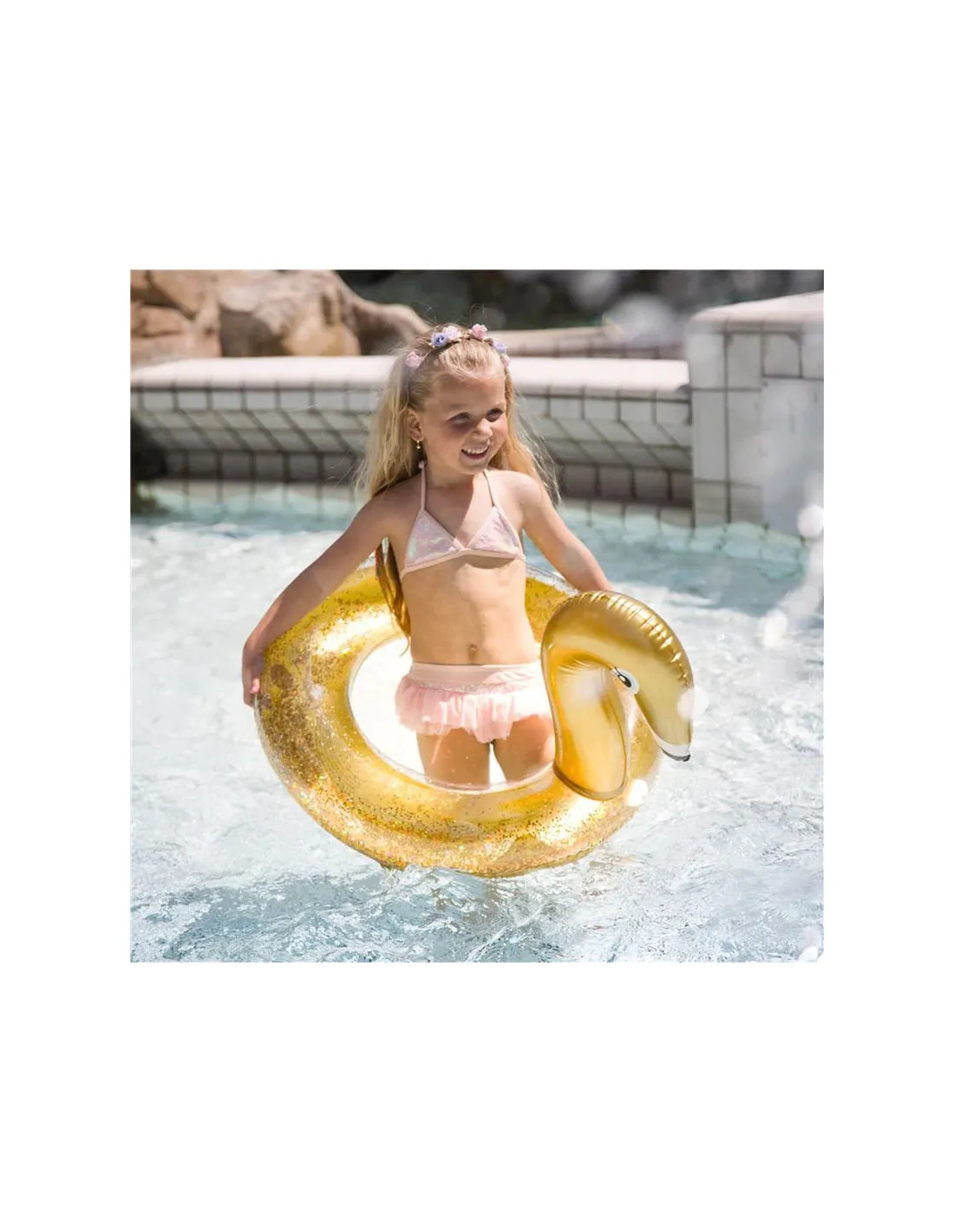 Flotador Swim Essentials Gold Swan Glitter 70 cm