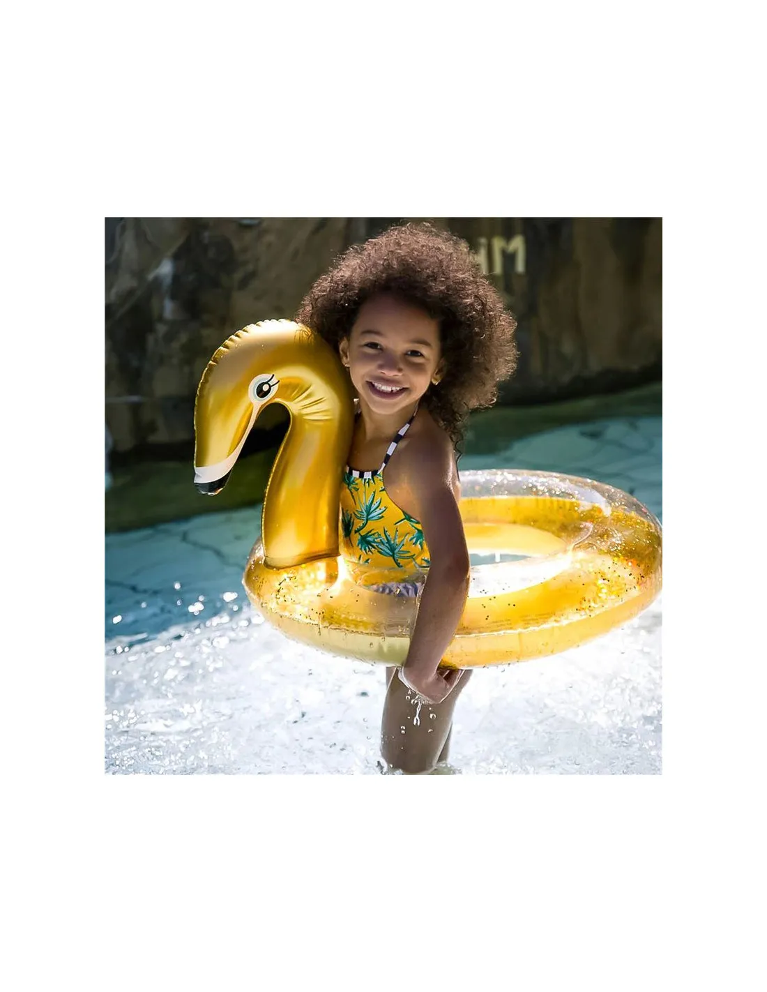Flotador Swim Essentials Gold Swan Glitter 70 cm
