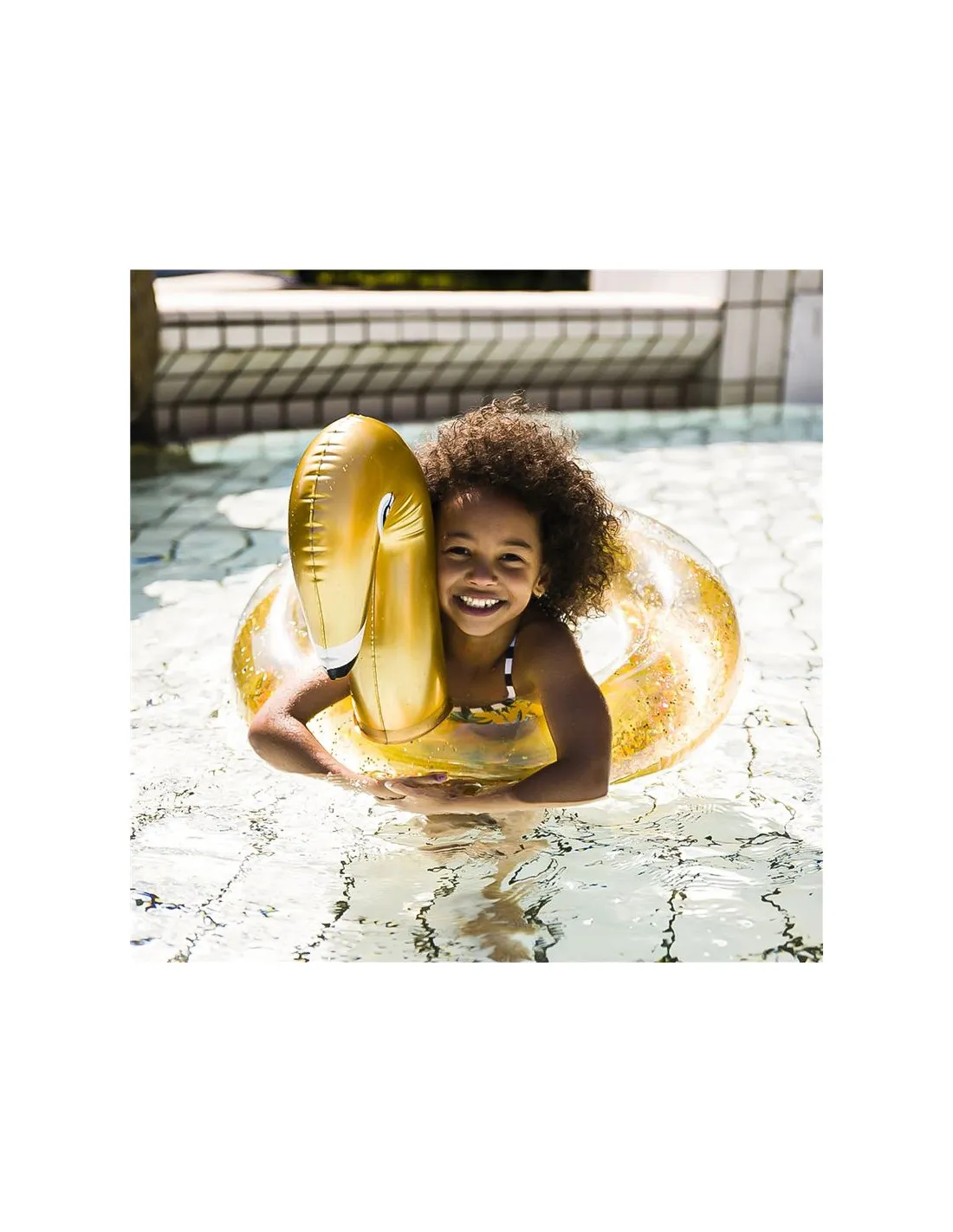 Flotador Swim Essentials Gold Swan Glitter 70 cm