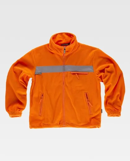 Forro polar con cremallera y cintas reflectantes Naranja