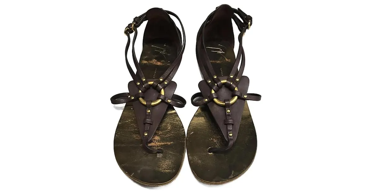 GIUSEPPE ZANOTTI Sandalias T.UE 36.5 cuero Castaño 