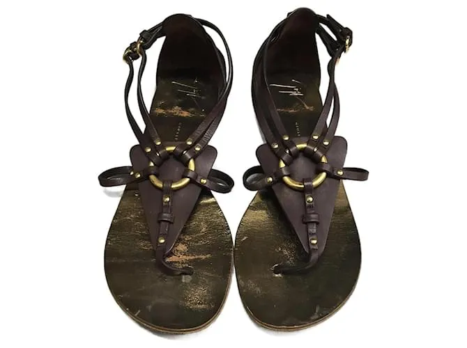 GIUSEPPE ZANOTTI Sandalias T.UE 36.5 cuero Castaño 