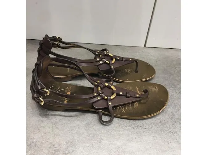 GIUSEPPE ZANOTTI Sandalias T.UE 36.5 cuero Castaño 