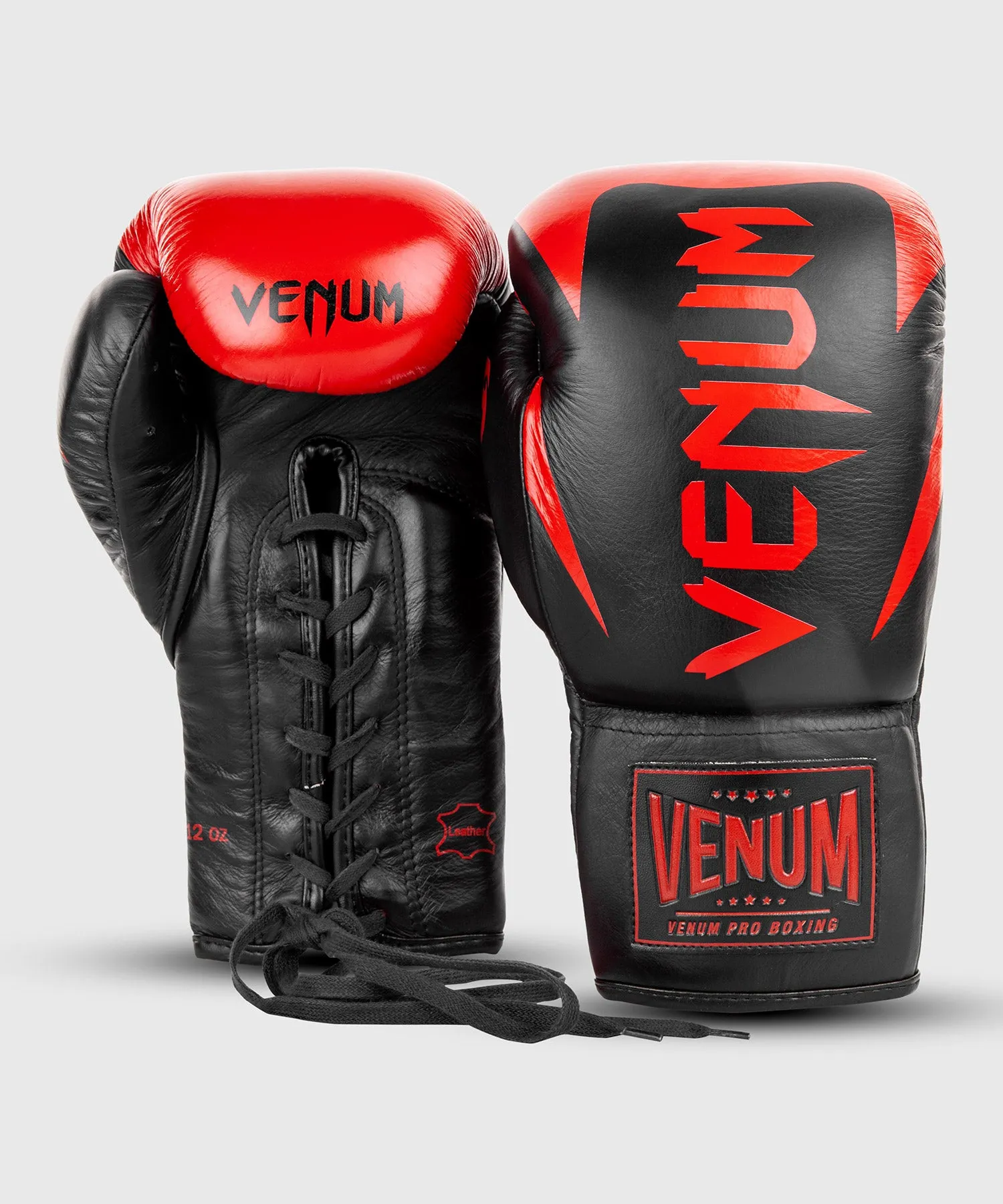 GUANTES DE BOXEO PROFESIONAL VENUM HAMMER – CORDONES  NEGRO/ROJO