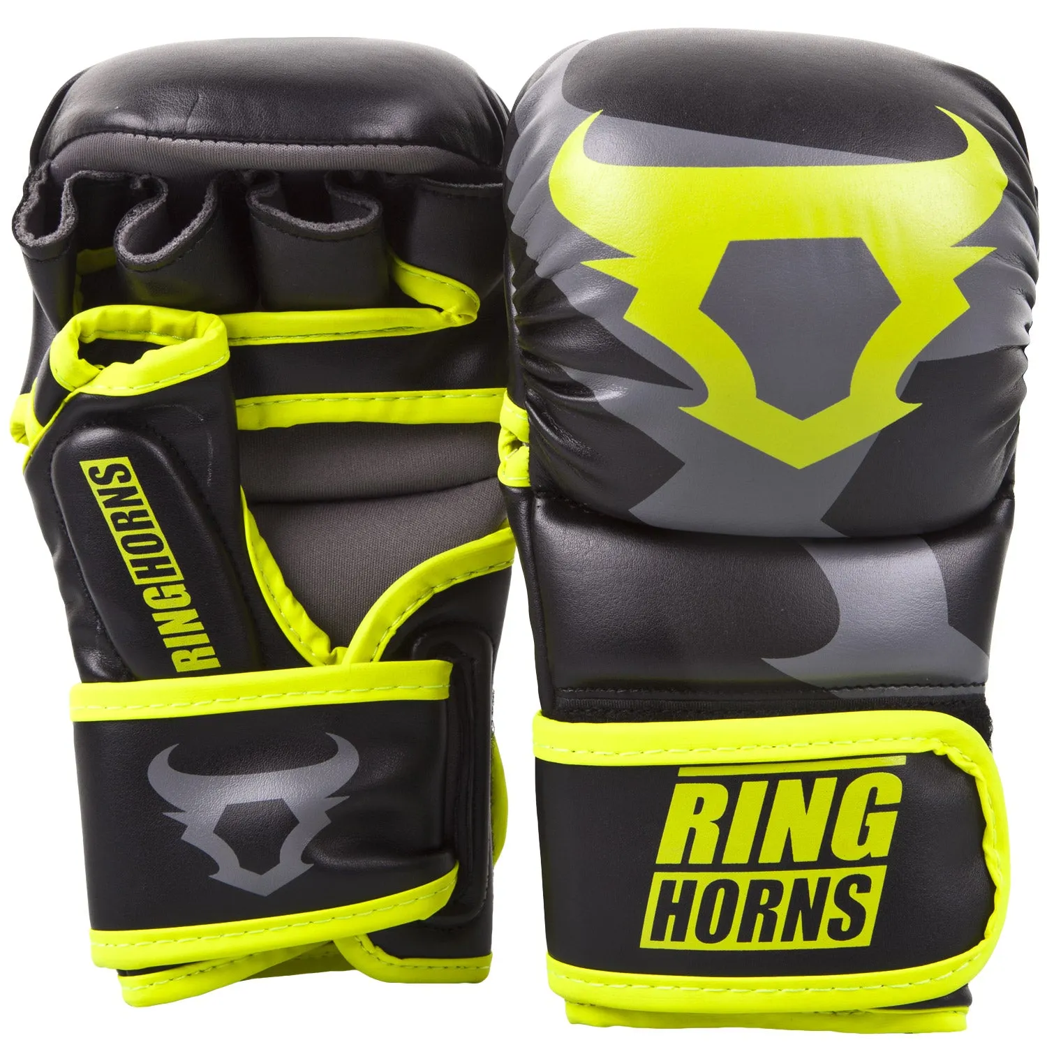 GUANTES DE BOXEO RINGHORNS CHARGER SPARRING  NEGRO/AMARILLO FLUO