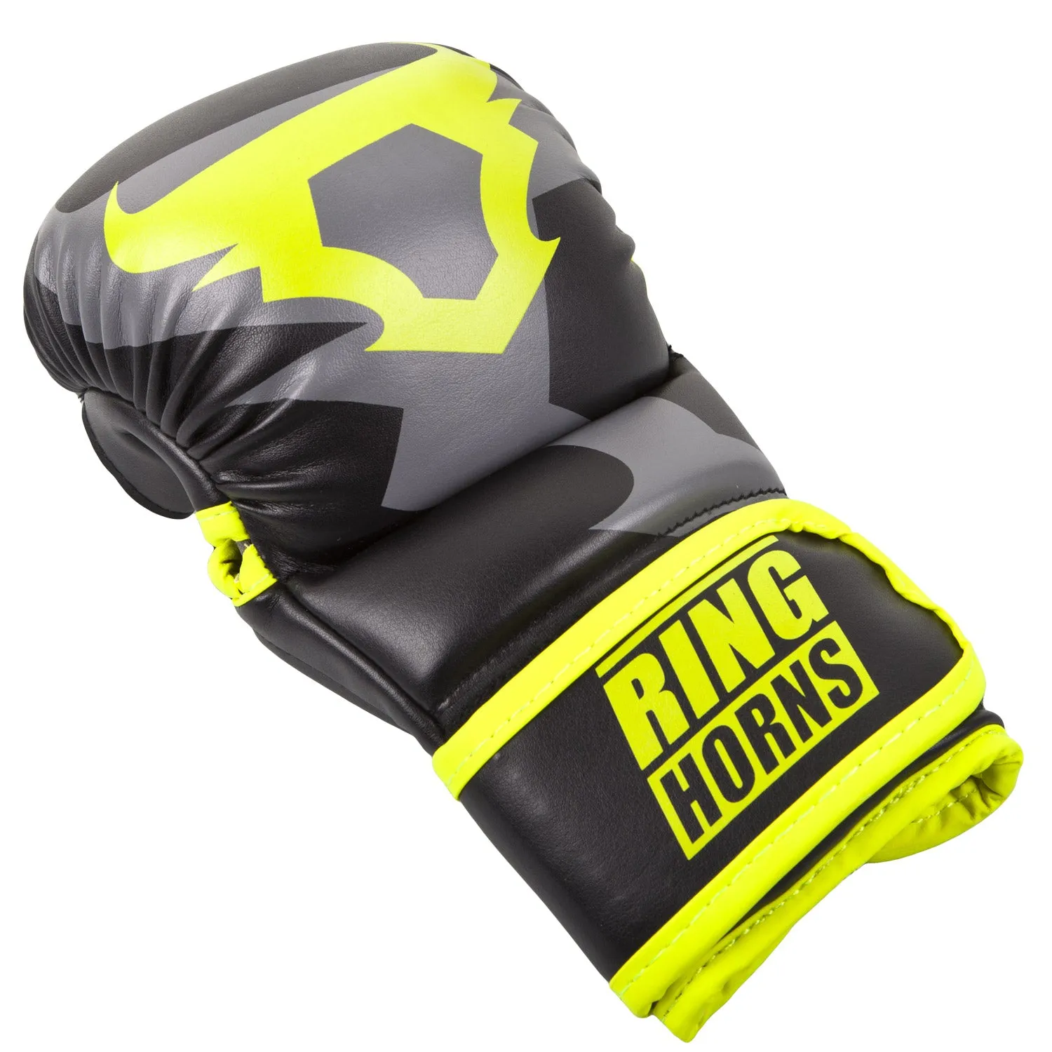 GUANTES DE BOXEO RINGHORNS CHARGER SPARRING  NEGRO/AMARILLO FLUO
