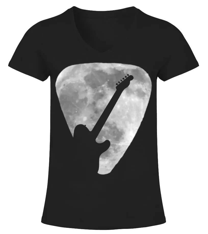 Guitar Pick moon Camiseta cuello pico Mujer