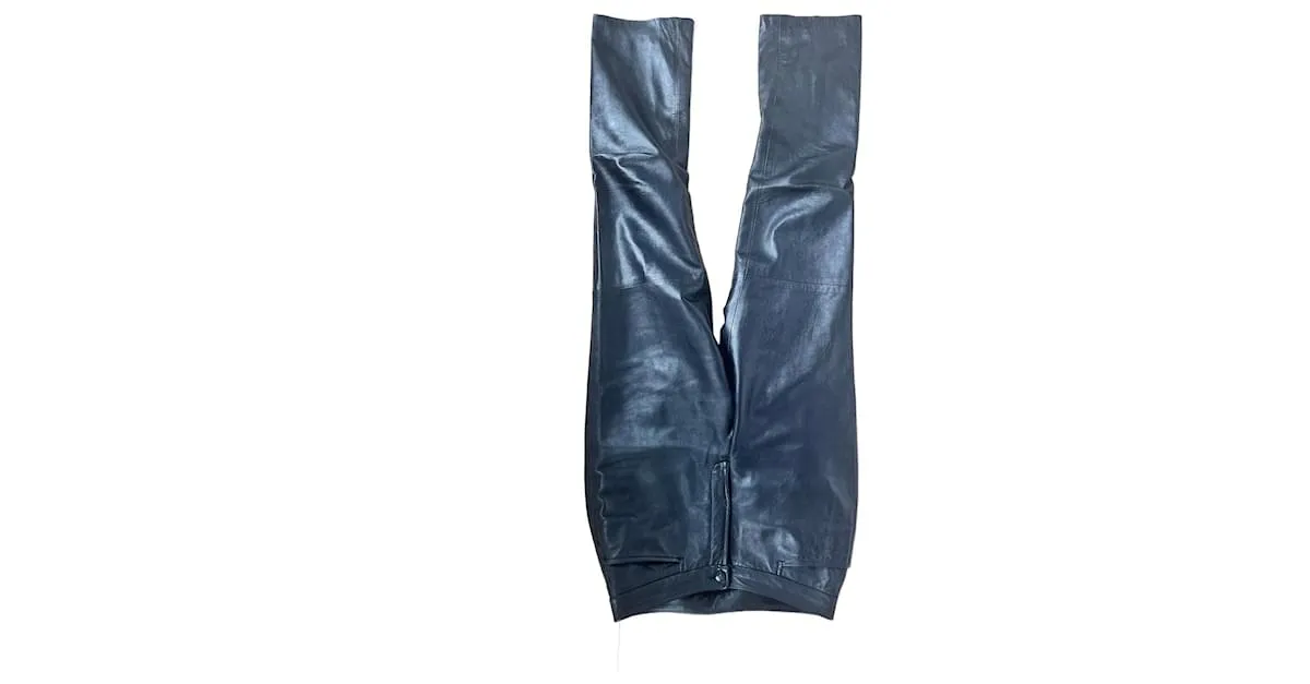Haider Ackermann Pantalón de cuero negro 