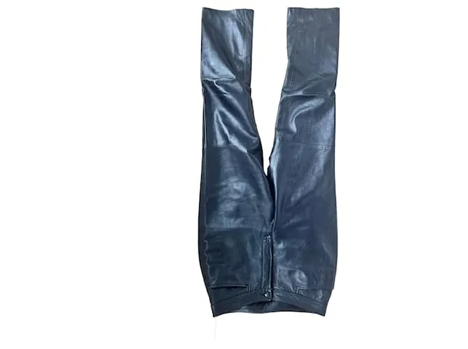 Haider Ackermann Pantalón de cuero negro 