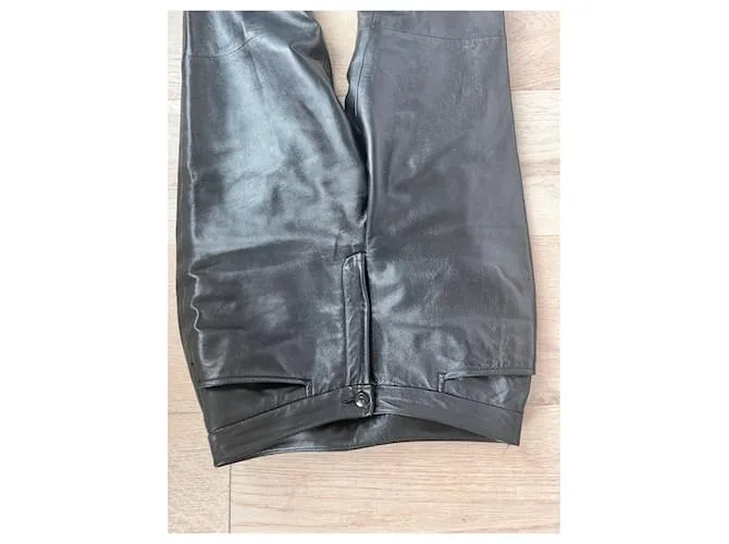 Haider Ackermann Pantalón de cuero negro 