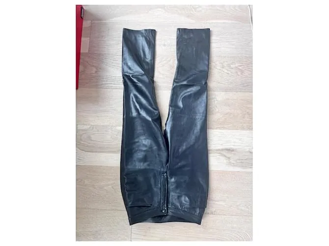 Haider Ackermann Pantalón de cuero negro 