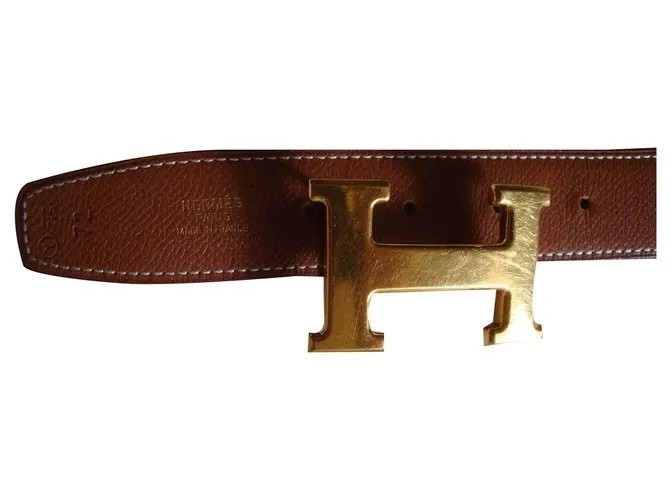 Hermès Hebilla de cuero h Caramelo 