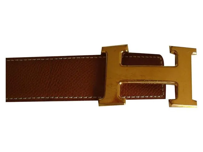 Hermès Hebilla de cuero h Caramelo 