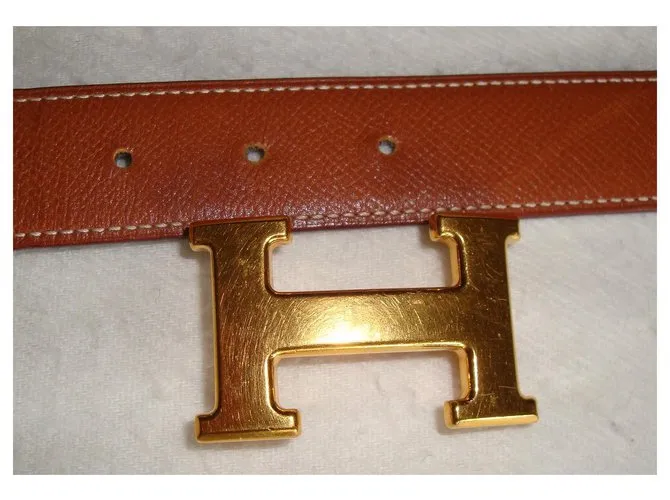 Hermès Hebilla de cuero h Caramelo 
