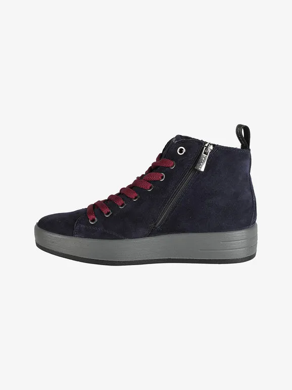 Igi&Co Zapatillas altas de mujer de ante con cordones y cremallera