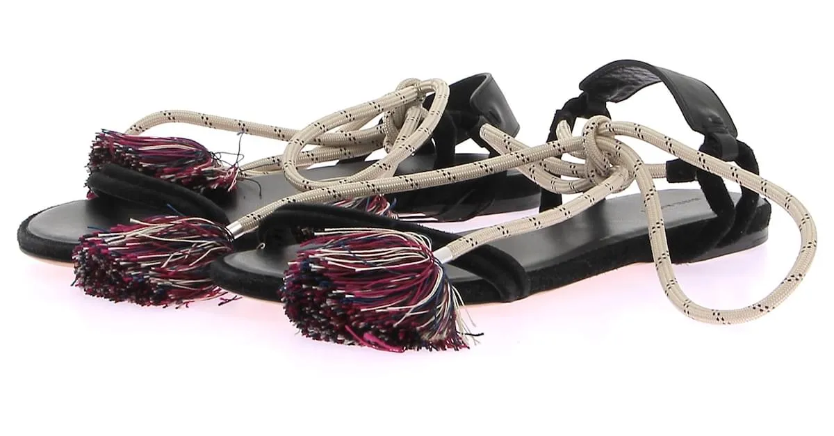 ISABEL MARANT Sandalias T.UE 38 Cuero Negro 
