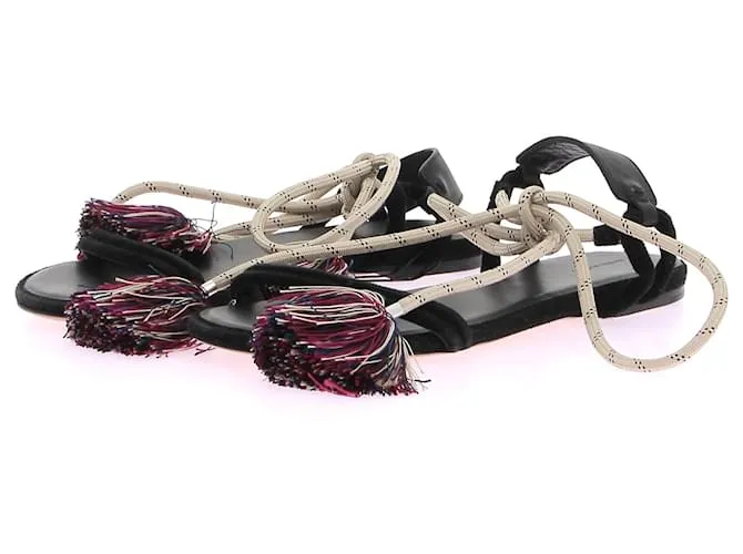 ISABEL MARANT Sandalias T.UE 38 Cuero Negro 