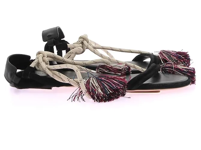 ISABEL MARANT Sandalias T.UE 38 Cuero Negro 
