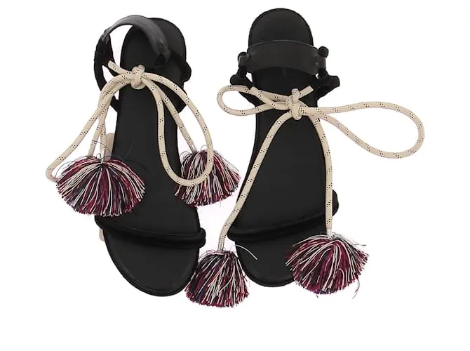 ISABEL MARANT Sandalias T.UE 38 Cuero Negro 