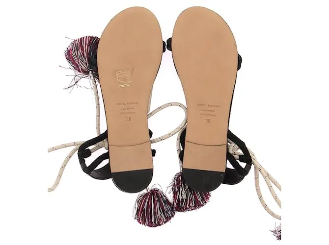 ISABEL MARANT Sandalias T.UE 38 Cuero Negro 