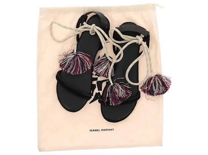ISABEL MARANT Sandalias T.UE 38 Cuero Negro 