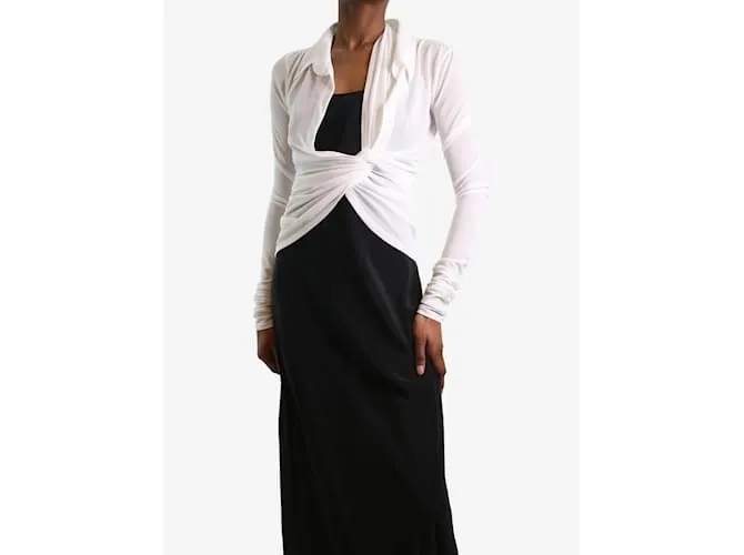 JACQUEMUS TOP FRUNCIDO BLANCO CON ESCOTE PRONUNCIADO  TALLA FR 36 