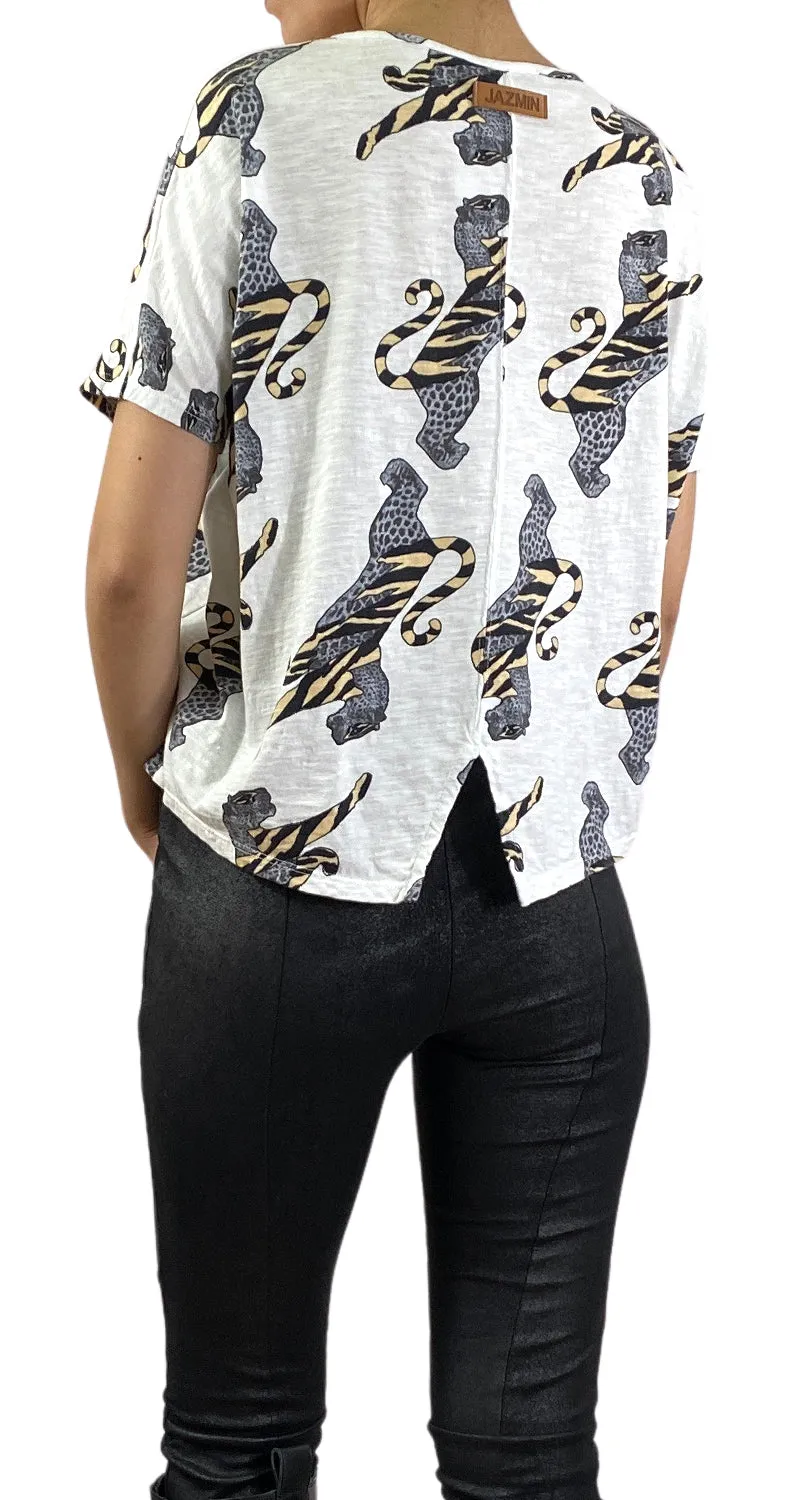 JAZMIN CHEBAR Polera Blanca Tigre