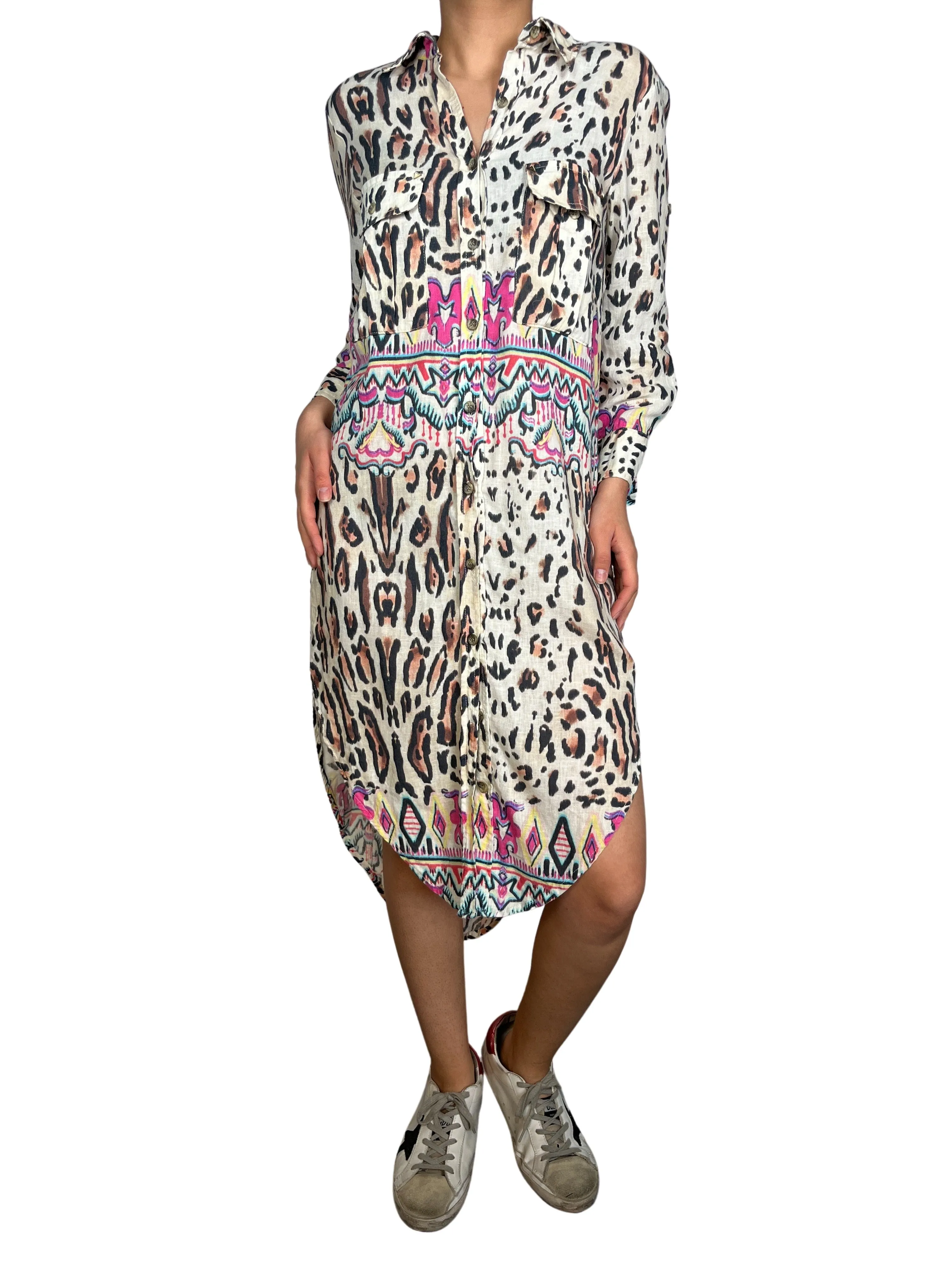 JAZMIN CHEBAR Vestido Camisero Lino