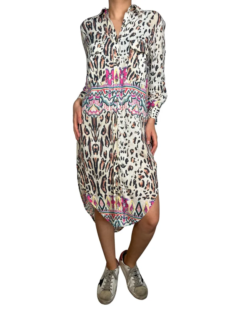 JAZMIN CHEBAR Vestido Camisero Lino