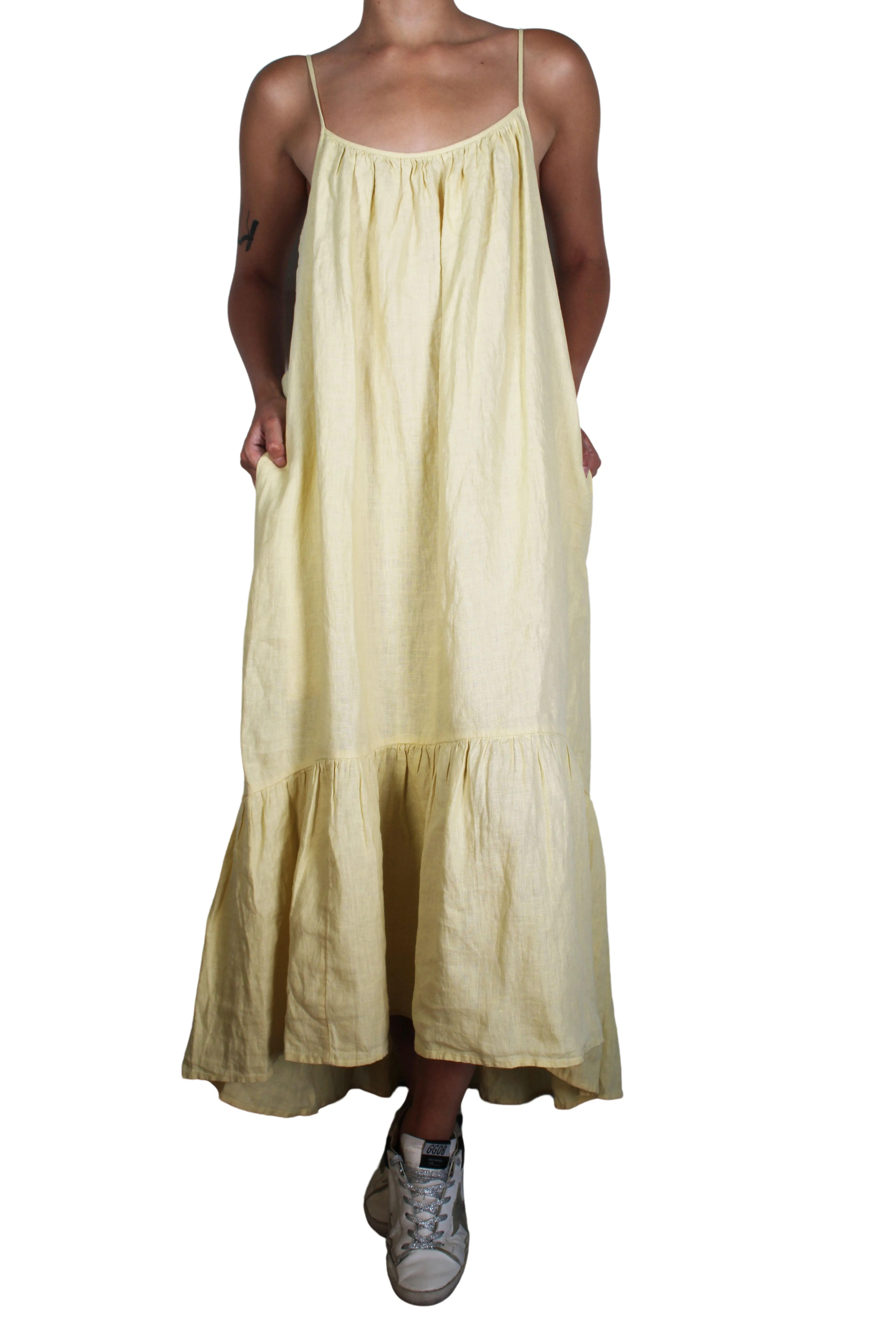 JCREW Vestido Lino Amarillo