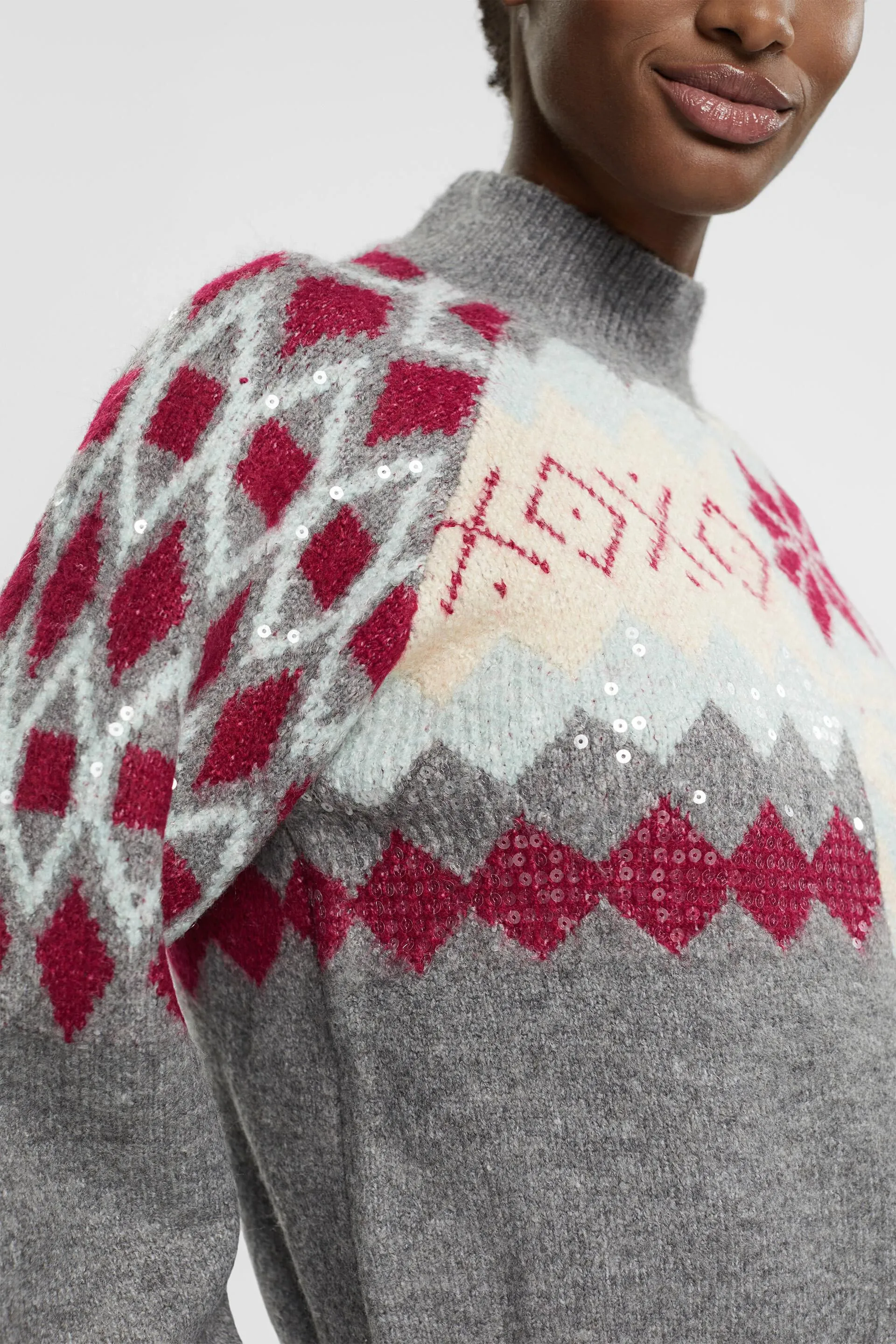 Jersey jacquard con lentejuelas
