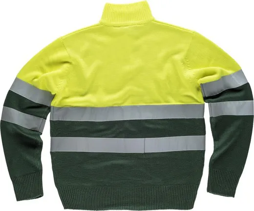 Jersey media cremallera reflectantes Amarillo / Verde Oscuro