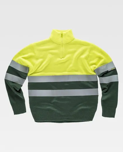 Jersey media cremallera reflectantes Amarillo / Verde Oscuro