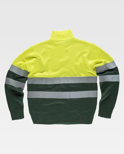 Jersey media cremallera reflectantes Amarillo / Verde Oscuro