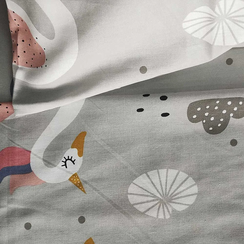 Juego de Sábanas Infantil Illusions 144 Hilos 1 Plaza Swan Gris