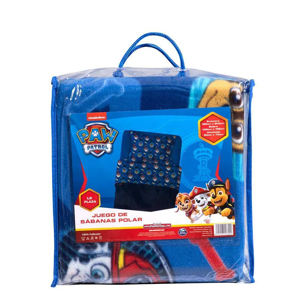 Juego de Sábanas Polar Infantil Paw Patrol Niño 1,5 Plazas Huesos
