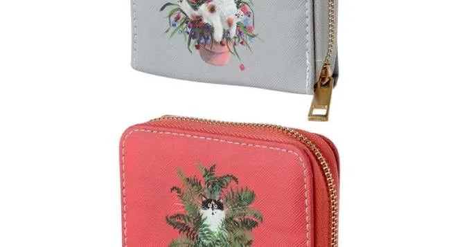 Kim Haskins gatos en cartera de maceta con cremallera pequeña por pieza