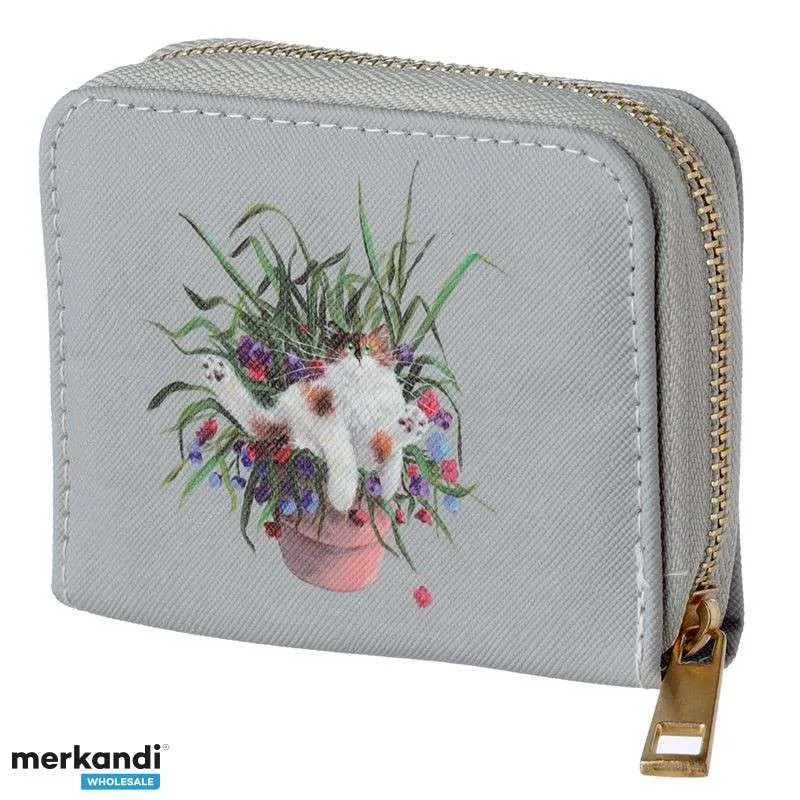 Kim Haskins gatos en cartera de maceta con cremallera pequeña por pieza