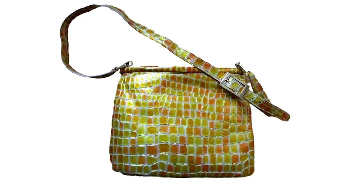 Lancel Saco/cubiertas de vinilo, efecto mosaico. Amarillo 