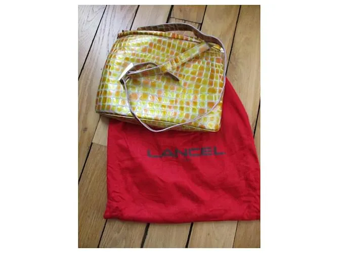 Lancel Saco/cubiertas de vinilo, efecto mosaico. Amarillo 