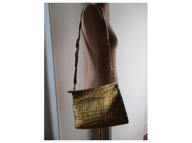 Lancel Saco/cubiertas de vinilo, efecto mosaico. Amarillo 